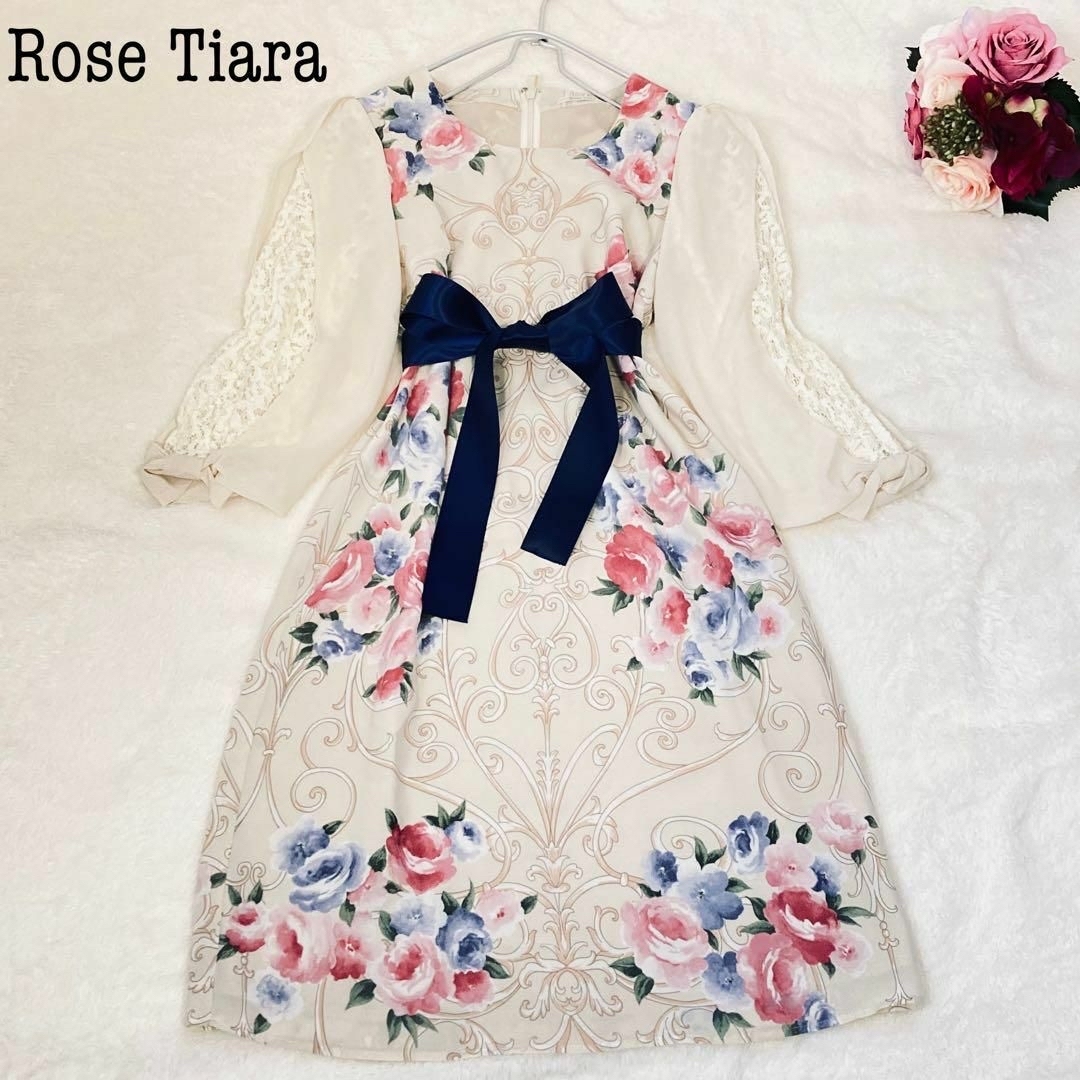 Rose Tiara(ローズティアラ)のはる様　ローズティアラ⭐︎ チュニックワンピース 七分袖  白 S  ローズ レディースのワンピース(ひざ丈ワンピース)の商品写真