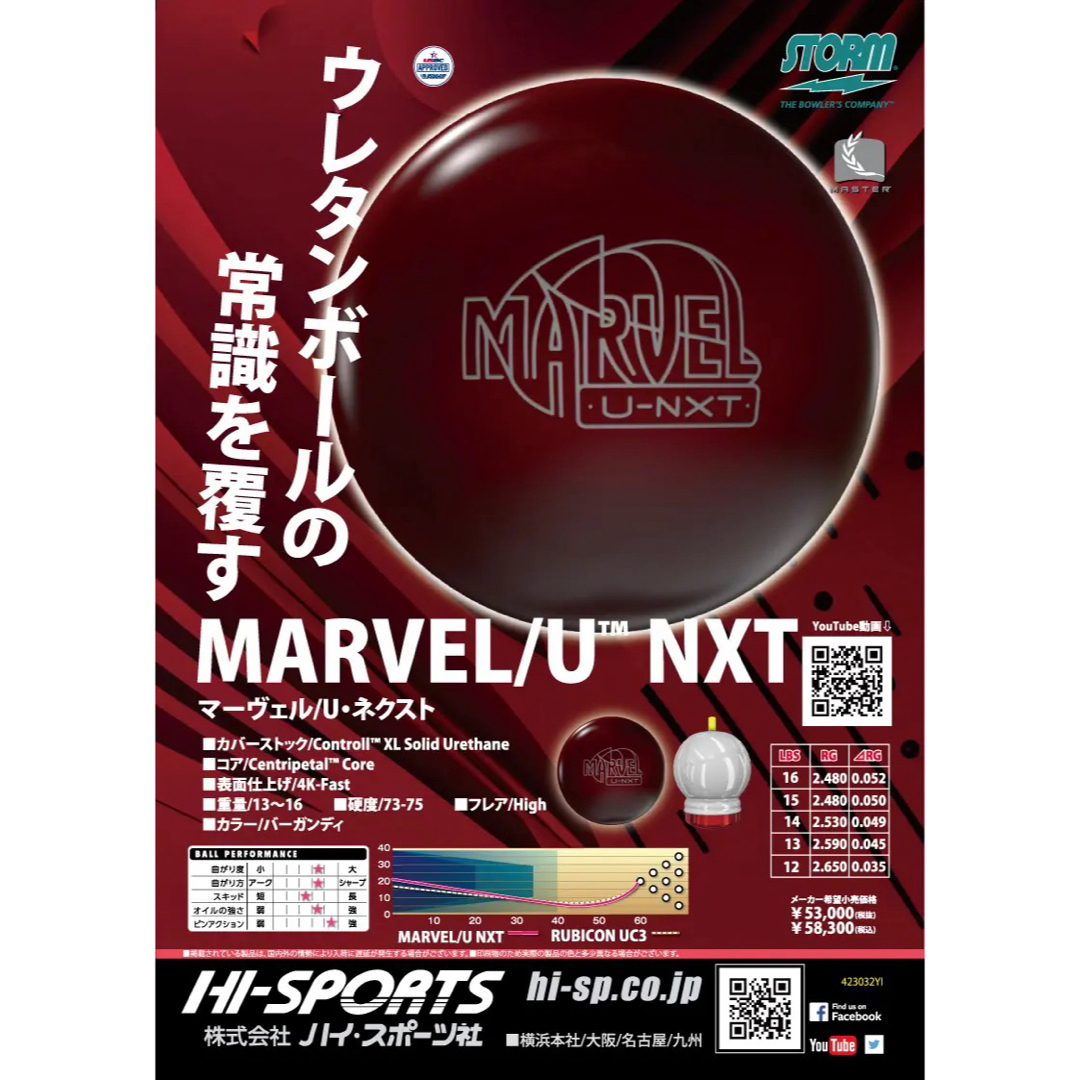 送料込み【新品】マーヴェル/U・ネクスト　ストーム　15ポンド3オンス 1 スポーツ/アウトドアのスポーツ/アウトドア その他(ボウリング)の商品写真