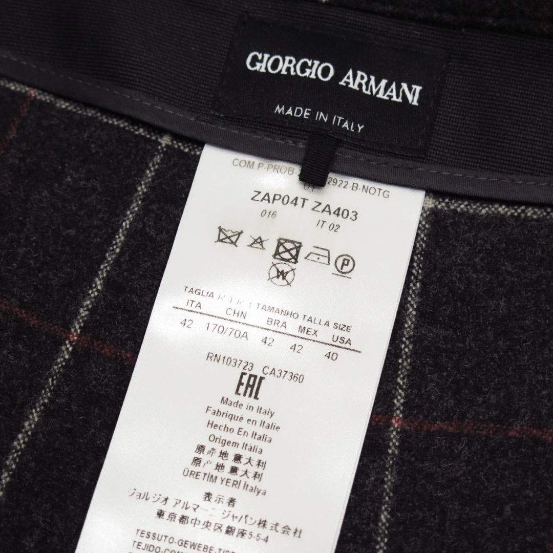 Giorgio Armani(ジョルジオアルマーニ)のジョルジオアルマーニ ウィンドペンペン チェック ウール ワイド パンツ レディースのパンツ(カジュアルパンツ)の商品写真