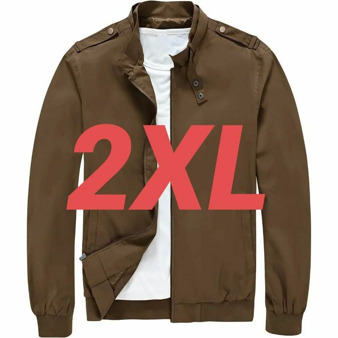 メンズ ジャケット ブルゾン 防風 軽量 薄手 撥水 ブラウン 2XL レディースのジャケット/アウター(その他)の商品写真