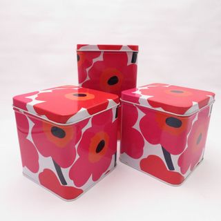 マリメッコ(marimekko)のmarimekko マリメッコ ウニッコ ブリキ缶 3点 セット 小物入れ ボックス 北欧 SM1682E (置物)