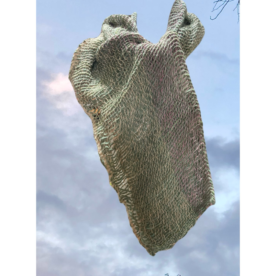 手織り木綿スカーフ レディースのファッション小物(マフラー/ショール)の商品写真