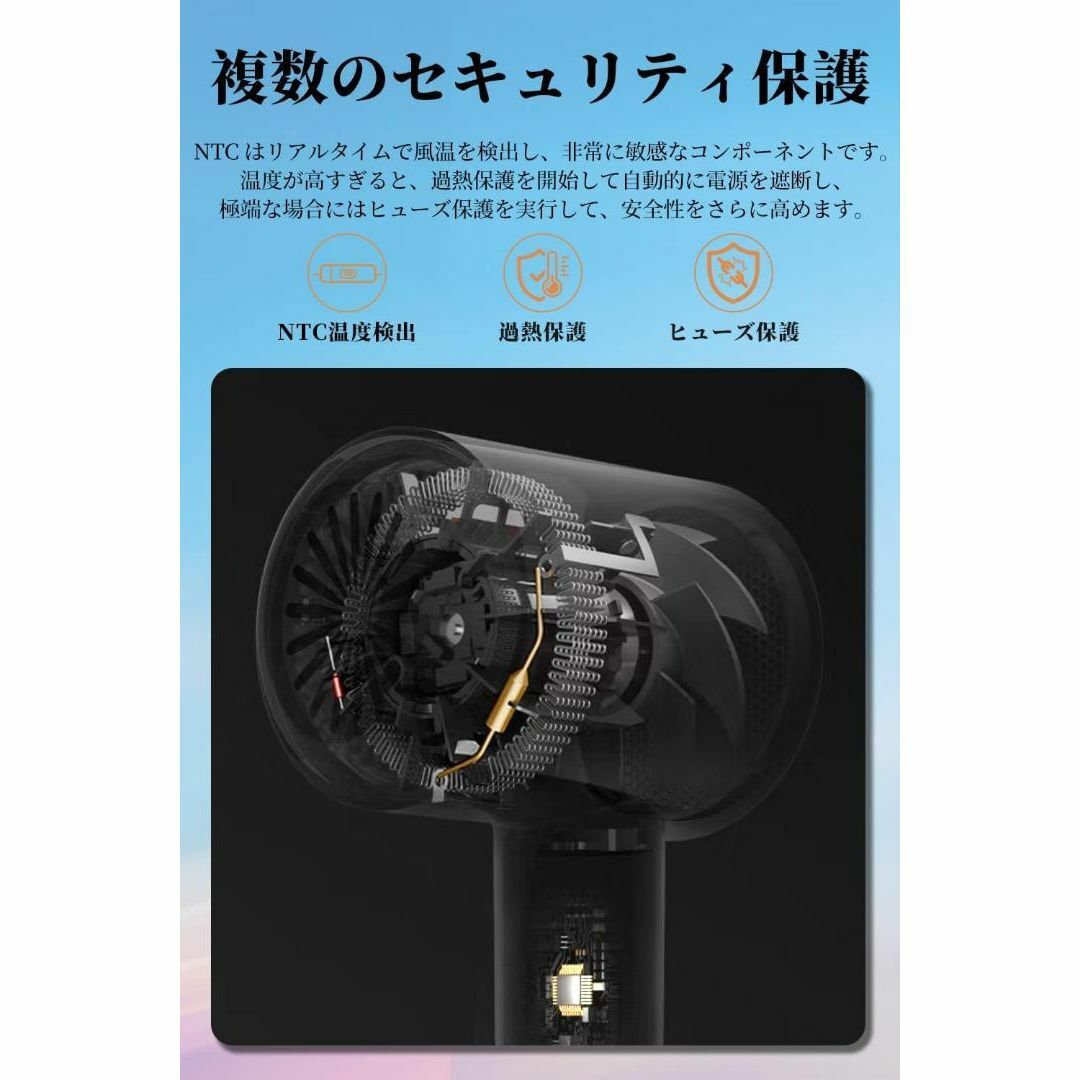 ドライヤー 大風量 速乾 超高濃度マイナスイオン 1500W スマホ/家電/カメラの美容/健康(ドライヤー)の商品写真