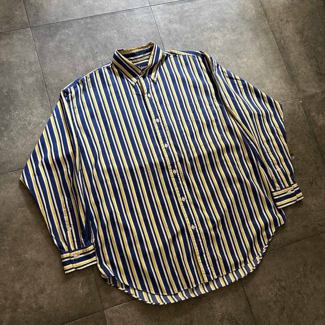 POLO RALPH LAUREN(ポロラルフローレン)の90s ラルフローレン ストライプシャツ/ボタンダウンシャツ M ブルー メンズのトップス(シャツ)の商品写真