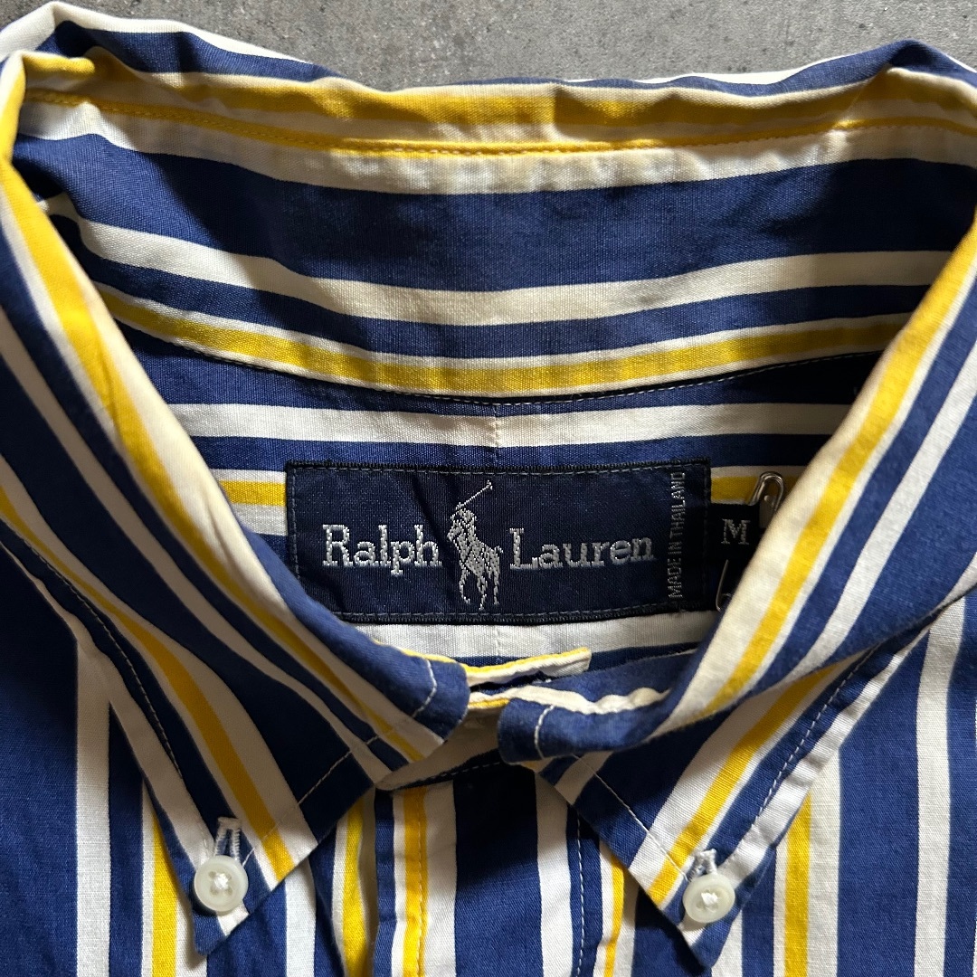 POLO RALPH LAUREN(ポロラルフローレン)の90s ラルフローレン ストライプシャツ/ボタンダウンシャツ M ブルー メンズのトップス(シャツ)の商品写真