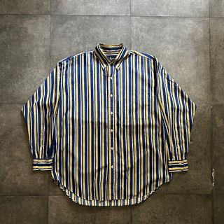 ポロラルフローレン(POLO RALPH LAUREN)の90s ラルフローレン ストライプシャツ/ボタンダウンシャツ M ブルー(シャツ)