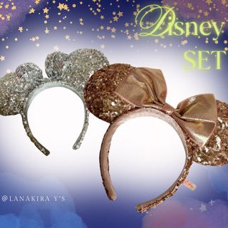 ディズニー(Disney)のDisney ミニーマウス　スパンコール　カチューシャ　ヘアアクセ　2点セット(カチューシャ)