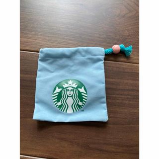 スターバックス(Starbucks)のスタバ　ミニ巾着　ポーチ　水色　Starbucks プレゼント入れ(ポーチ)