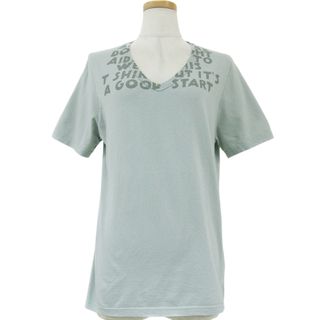 マルタンマルジェラ(Maison Martin Margiela)の美品 Maison Martin Margiela メゾン マルタン マルジェラ Tシャツ ライトグレー S Vネック 半袖 プリント ロゴ AIDS エイズTシャツ コットン 綿 カットソー プルオーバー 大人 きれいめ カジュアル 春夏【レディース】【中古】(Tシャツ(半袖/袖なし))