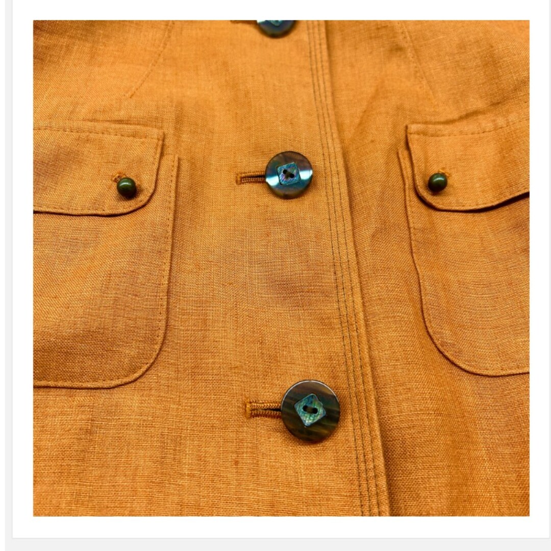 LAPINE BLANCHE(ラピーヌブランシュ)のラピーヌブランシュ アウター ジャケット テラコッタ 9 麻 100％ 日本製 レディースのフォーマル/ドレス(スーツ)の商品写真