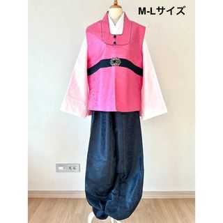 パジチョゴリ 新品同様 青みピンク 高級シルク韓服チマチョゴリ(セットアップ)