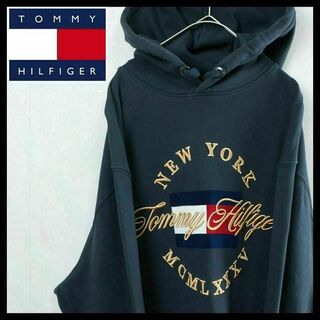 TOMMY HILFIGER - 【希少】トミーヒルフィガー パーカー XL プルオーバー 刺繍 ベロア 入手困難