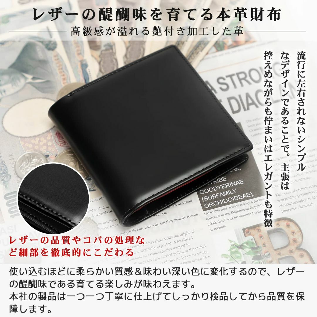 【色: ブラックxレット】LUCKYSGY 財布 メンズ 二つ折り 小さい財布  メンズのバッグ(その他)の商品写真