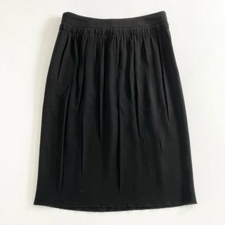 プラダ(PRADA)の17e27 《美品》 イタリア製☆PRADA プラダ 膝丈スカート サイズ36 ブラック レディース プリーツ加工 黒 フォーマル ハイブランド(ひざ丈スカート)