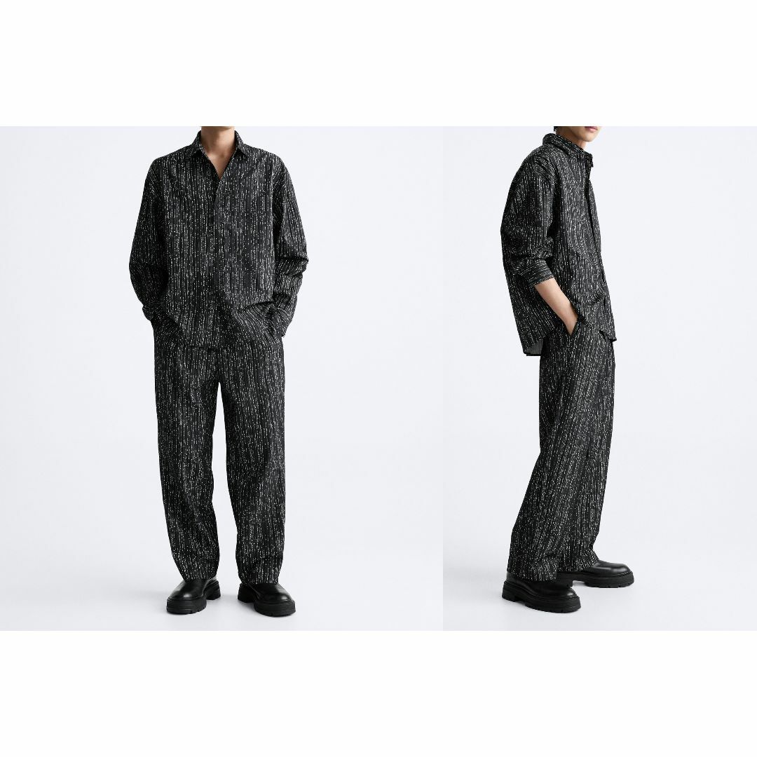 ZARA(ザラ)のZARA MAN リンクルエフェクト ジャカードパンツ リラックスフィット メンズのパンツ(スラックス)の商品写真