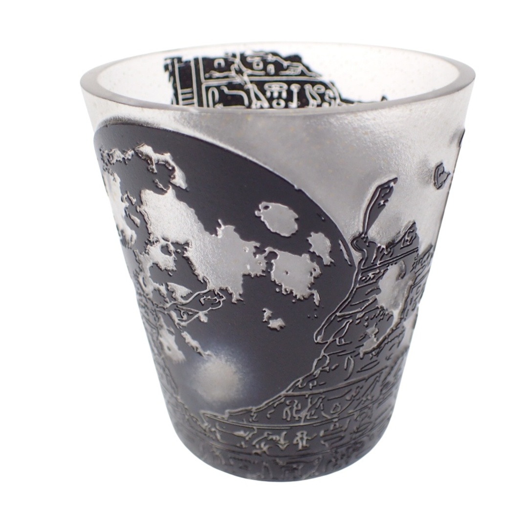 可夜硝子 グラス 古代エジプト壁画と月 金箔入り黒 クリスタル 可夜硝子 グラス 古代エジプト壁画と月 金箔入り黒 クリスタル