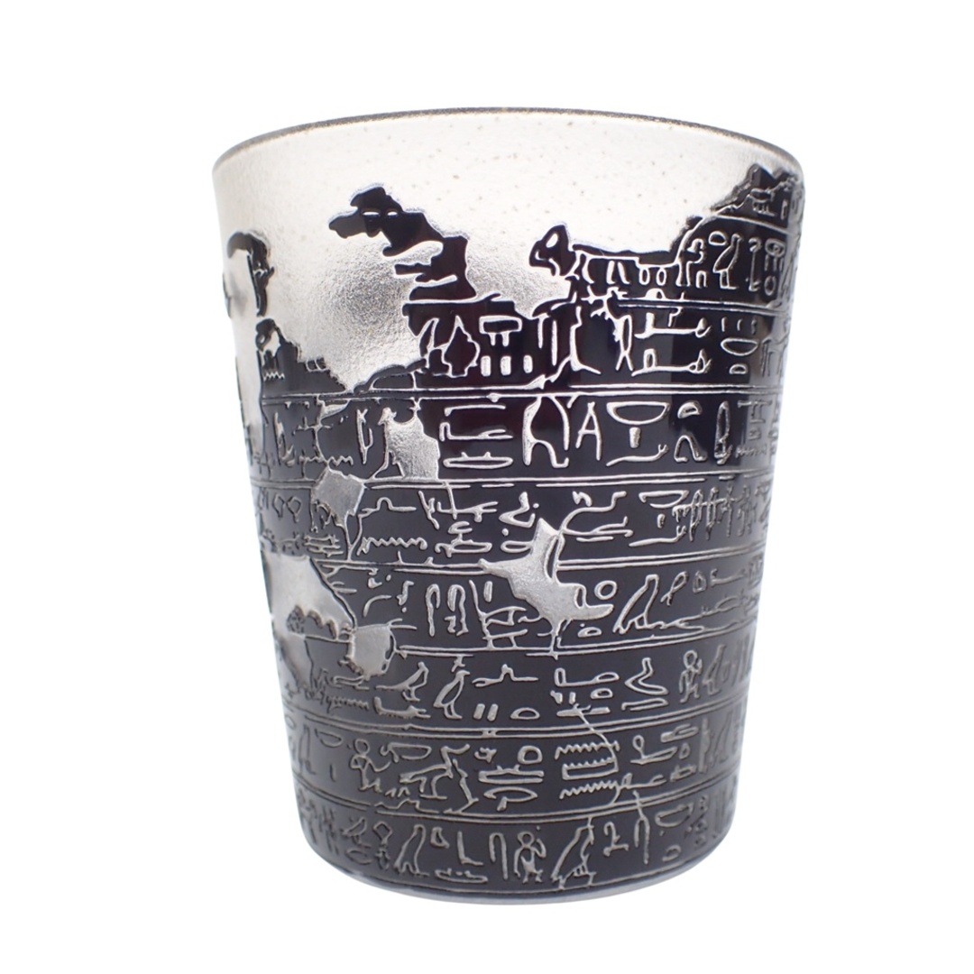 可夜硝子 グラス 古代エジプト壁画と月 金箔入り黒 クリスタル 可夜硝子 グラス 古代エジプト壁画と月 金箔入り黒 クリスタル