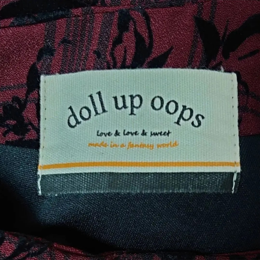 doll up oops(ドールアップウップス)のdoll up oops  ワインレッドワンピース フロッキープリント 薔薇 レディースのワンピース(ひざ丈ワンピース)の商品写真