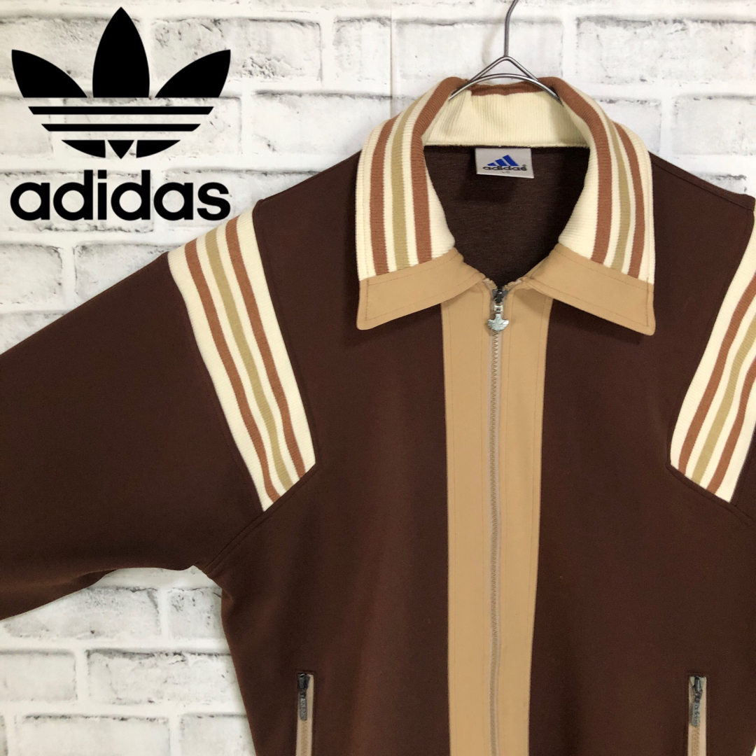 adidas(アディダス)の希少ブラウンXL⭐️90s adidas トラックジャケット 刺繍vintage メンズのトップス(ジャージ)の商品写真