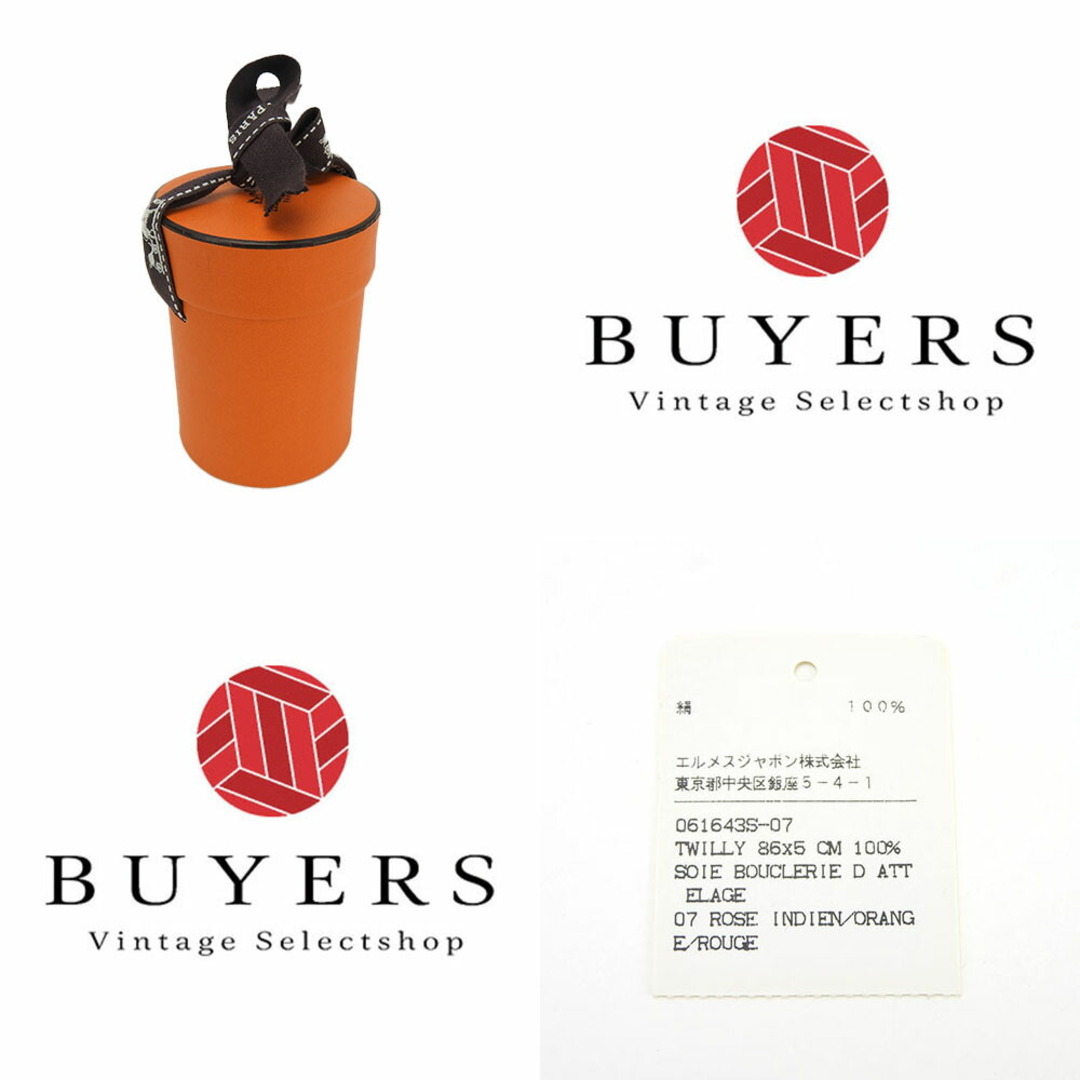 Hermes(エルメス)の【中古】 エルメス スカーフ ツイリー シルク マルチカラー ROSE INDIEN|ORANGE|ROUGE アトラージュのバックル 小物 レディース 女性 HERMES ハンドメイドのファッション小物(スカーフ)の商品写真