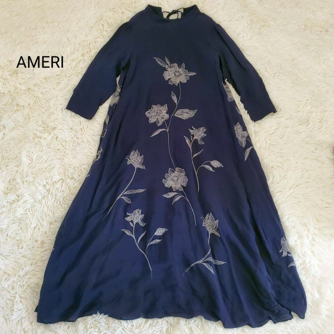 AMERI アメリ FLOWER GARDEN DRESS フラワー 刺繍 M