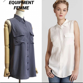 エキプモン(Equipment)のEQUIPMENT FEMME Wポケットシルクノースリーブブラウス(シャツ/ブラウス(半袖/袖なし))