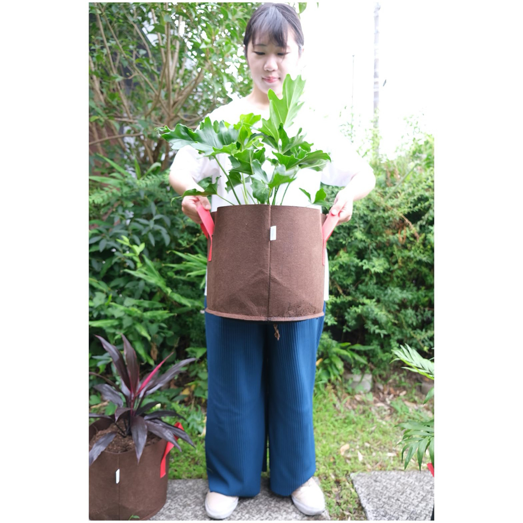 布鉢 栽培袋 家庭菜園 (5ガロン 幅31cm×高さ25cm 5個ダークブラウン ハンドメイドのフラワー/ガーデン(プランター)の商品写真