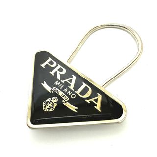 プラダ(PRADA)のプラダ PRADA バッグチャーム トライアングルロゴ キーホルダー キーリング メタル シルバー/ブラック(キーホルダー)