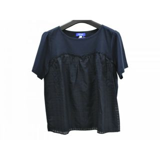 ブルーレーベルクレストブリッジ(BLUE LABEL CRESTBRIDGE)の【タグ付き】BLUE　LABEL　CRESTBRIDGE　ブルーレーベルクレストブリッジ　半袖カットソー 　 ネイビー系 　サイズ38表記　 綿100％ 　ポリエステル78％　レーヨン22％　ファッション　Tシャツ　レディース　【中古】松山久万ノ台店(Tシャツ(半袖/袖なし))