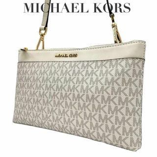 マイケルコース(Michael Kors)の極美品　マイケルコース　S7 斜め掛け　ショルダーバッグ　MK モノグラム　白(ショルダーバッグ)