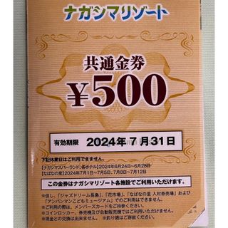 ナガシマリゾート金券500円分(遊園地/テーマパーク)