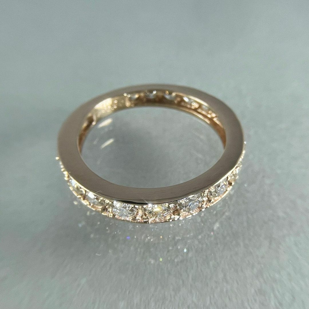 K18PG 天然ダイヤモンド 0.50ct ハーフエタニティリング レディースのアクセサリー(リング(指輪))の商品写真