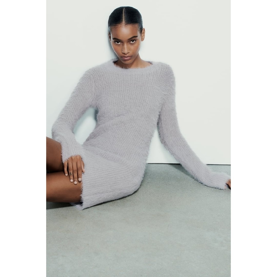 ZARA - ZARA フェイクファーワンピース Mサイズ ライトリラの