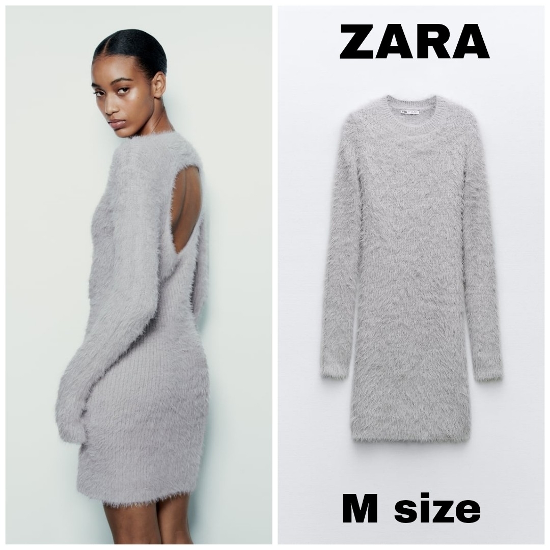 ZARA(ザラ)のZARA　フェイクファーワンピース　Mサイズ　ライトリラ レディースのワンピース(ミニワンピース)の商品写真