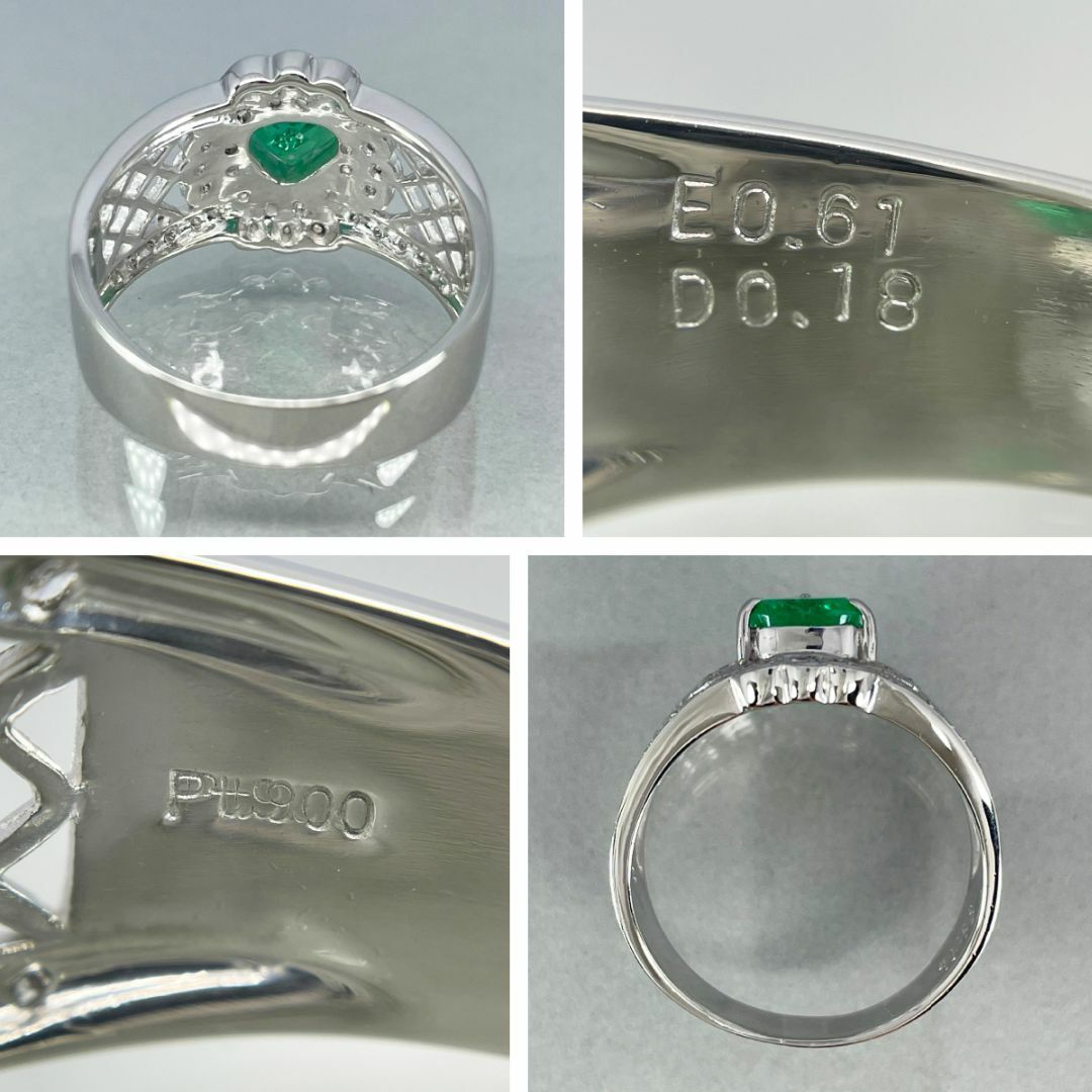 PT900 天然エメラルド 0.61ct 天然ダイヤモンド 0.18ct リング レディースのアクセサリー(リング(指輪))の商品写真