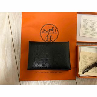 エルメス(Hermes)のHERMES  カルヴィデュオ 黒 U刻(コインケース/小銭入れ)