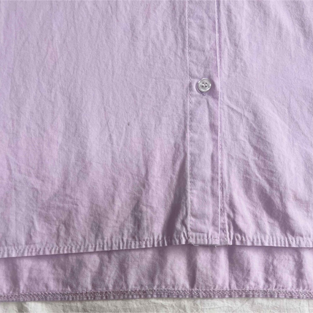 バルーン袖カラフルコットンシャツ パープル 薄紫 韓国ファッション レディースのトップス(シャツ/ブラウス(長袖/七分))の商品写真