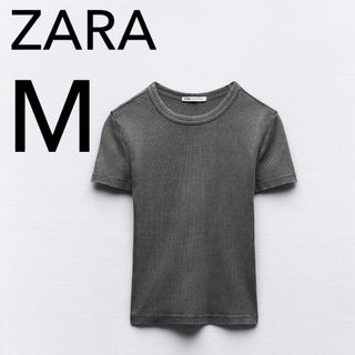 ザラ(ZARA)のZARA リブグラデーショントップス　Tシャツ　新品(Tシャツ(半袖/袖なし))