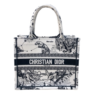 クリスチャンディオール(Christian Dior)の　クリスチャン・ディオール Christian Dior ブックトート スモール M1265ZRHZ ホワイト×ブラック キャンバス レディース トートバッグ(トートバッグ)