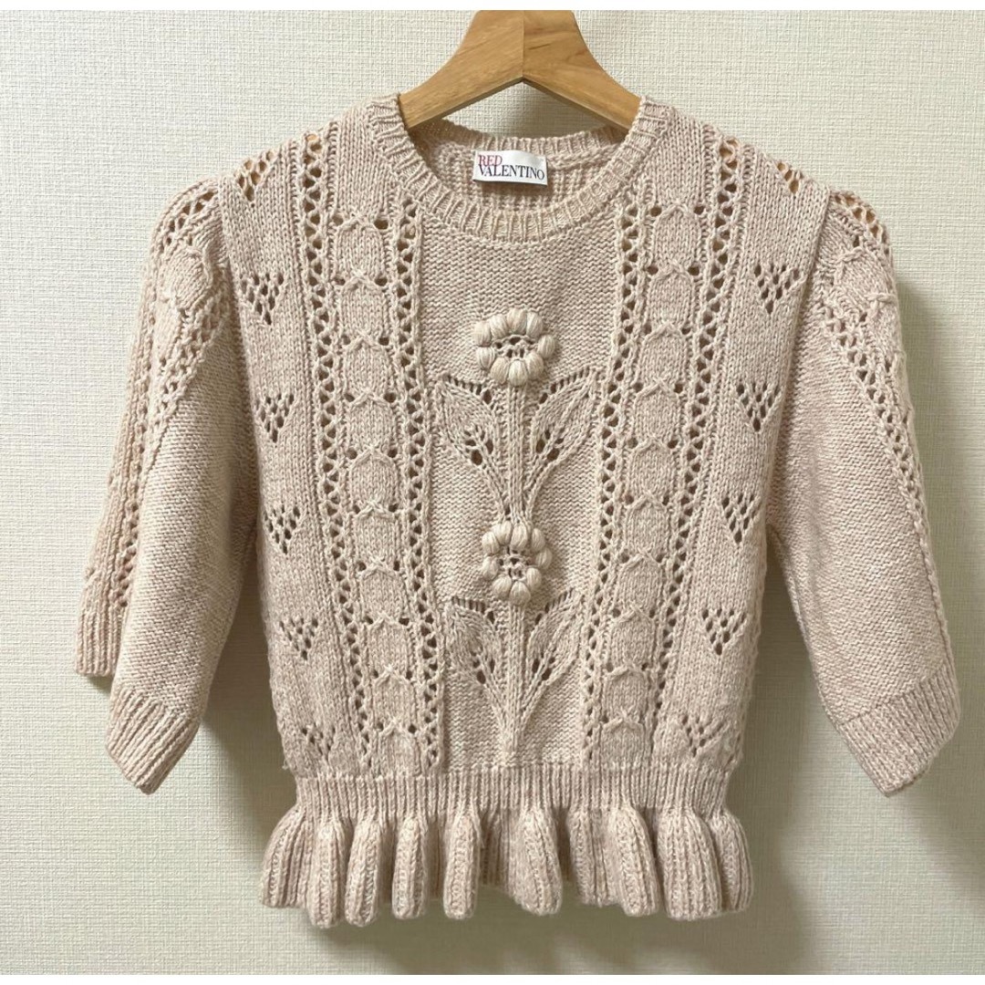 RED VALENTINO(レッドヴァレンティノ)のレッドヴァレンティノ フラワーニット ピンク レディースのトップス(ニット/セーター)の商品写真