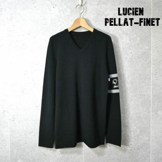 ルシアンペラフィネ(Lucien pellat-finet)の美品 ルシアンぺラフィネ カシミヤ100％ 袖ロゴ Vネック ニット セーター(ニット/セーター)