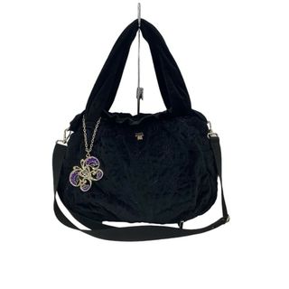 アナスイ(ANNA SUI)のアナスイ（ANNA SUI）スエード 刺繍 2WAY ショルダーバッグ ブラック チャーム付き レディースバッグ 【中古】KB-8019(ショルダーバッグ)