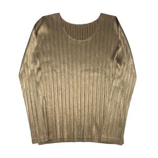 　プリーツプリーズ PLEATS PLEASE ISSEY MIYAKE プリーツカットソー ゴールド レディース カットソー(カットソー(長袖/七分))