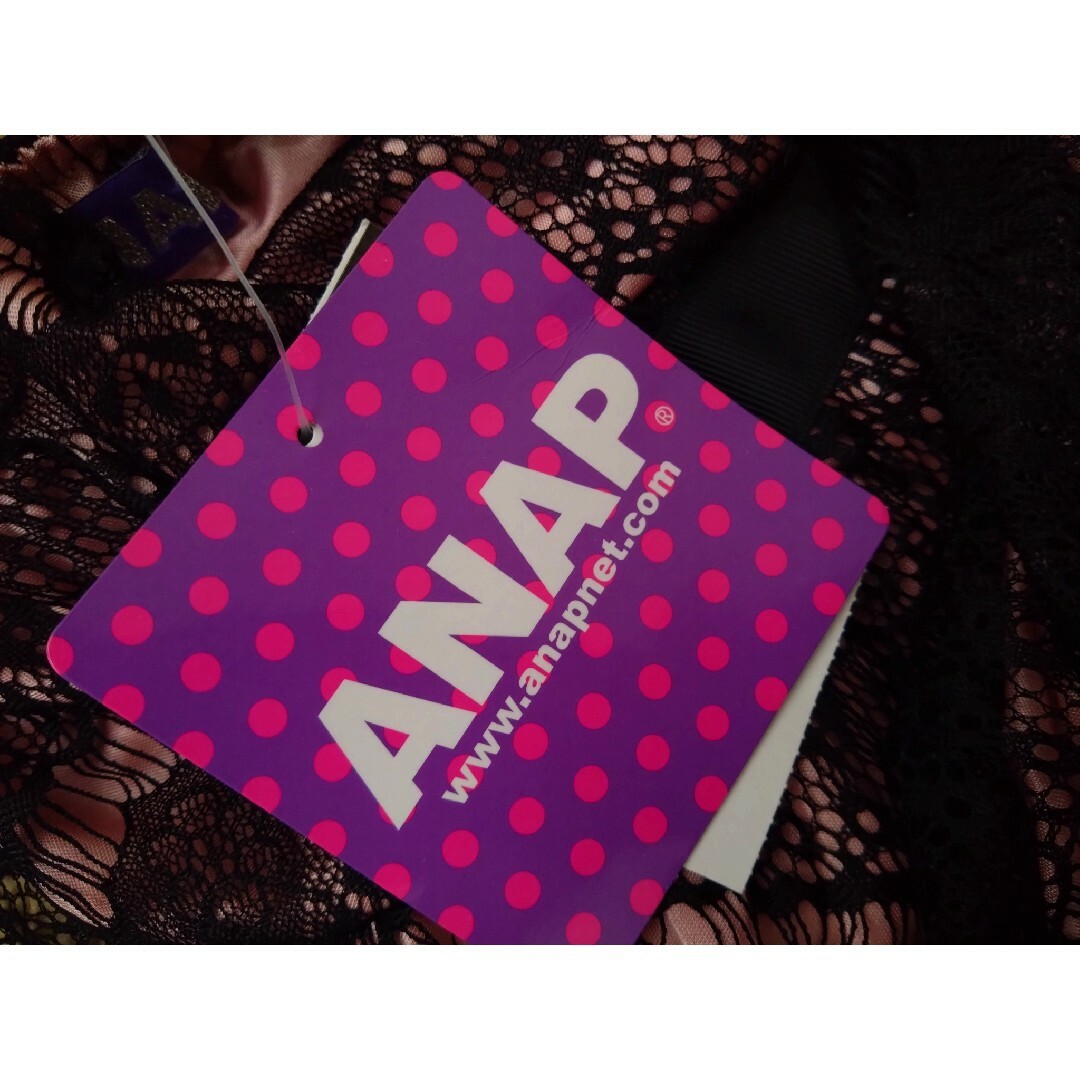 ANAP(アナップ)の【新品】【未開封】ANAP ピンク✕ブラックレース ミニワンピース レディースのワンピース(ミニワンピース)の商品写真