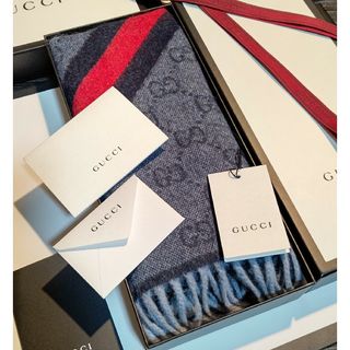 グッチ(Gucci)の❤新品箱袋付き❤ GUCCI マフラー ストール ショール スカーフ❤ブルー❤(マフラー)