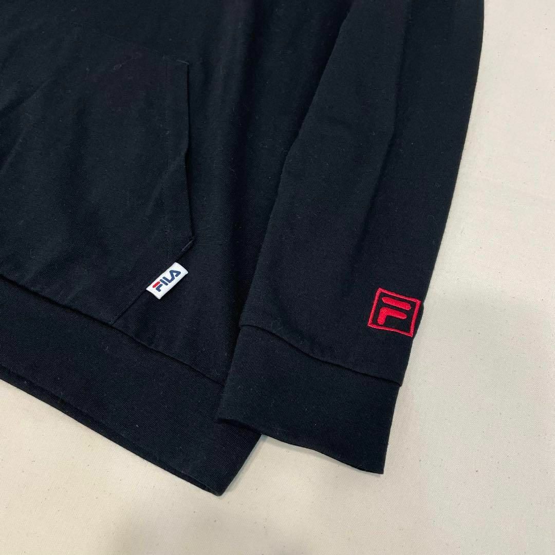 FILA(フィラ)の新品 FILA フィラ カットソー 薄手 パーカー ミドル丈 ブラック 黒 LL レディースのトップス(パーカー)の商品写真