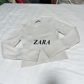 ザラ(ZARA)のZARA ザラ　ニット　リブ　ホワイト　Lサイズ(ニット/セーター)