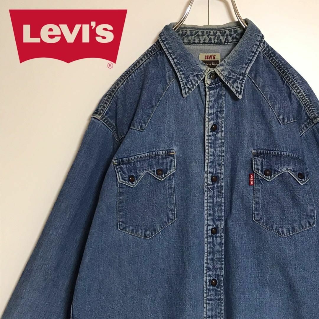 Levi's(リーバイス)の【ヴィンテージ】リーバイス　ロゴ入りデニムウエスタンシャツ　E1117 メンズのトップス(シャツ)の商品写真