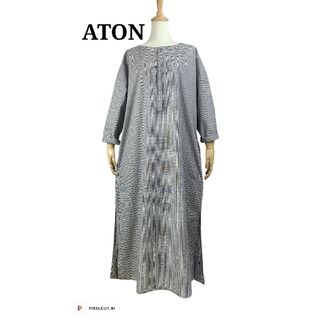 エイトン(ATON)の美品 ATONエイトン　スキッパーシャツワンピース(ロングワンピース/マキシワンピース)