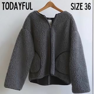 トゥデイフル(TODAYFUL)のtodayful パイピングボアブルゾン アウター 36 美品 黒 ブラック(ブルゾン)